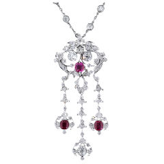 Edwardian Diamond and Ruby Necklace