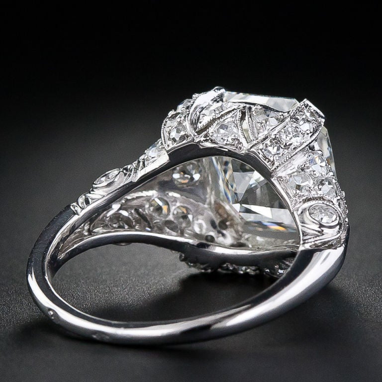 Art Deco Vintage 5.32 Carat Asscher Cut Diamond Ring