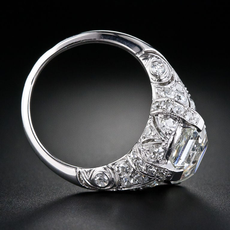 Women's Vintage 5.32 Carat Asscher Cut Diamond Ring