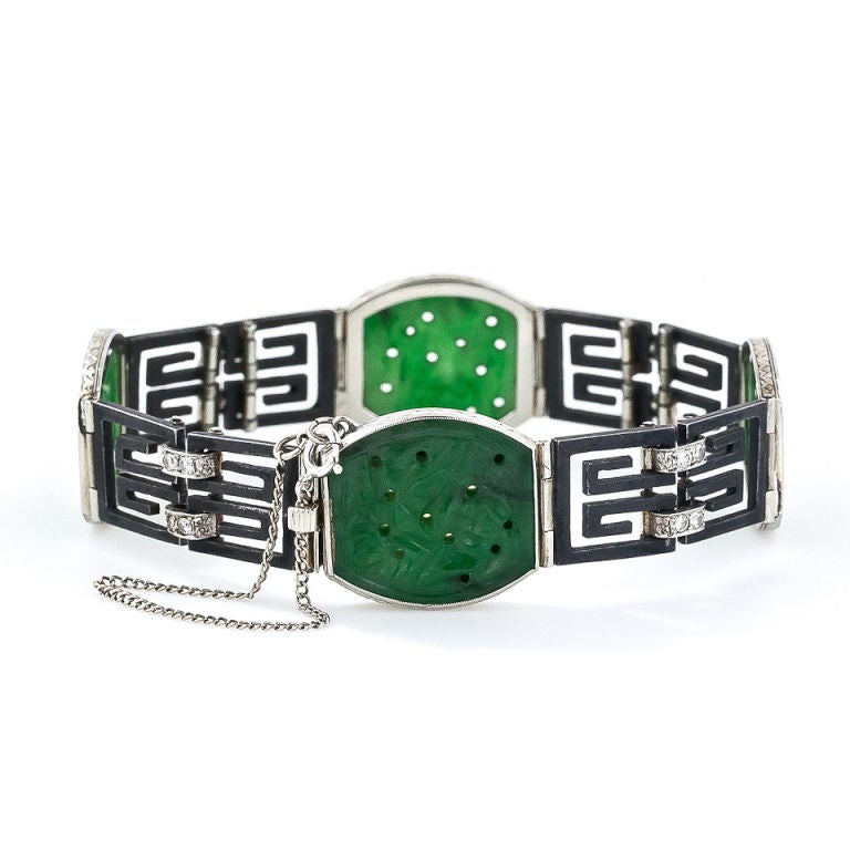 Art Deco Marsh & Co. Jadeite and Diamond Bracelet