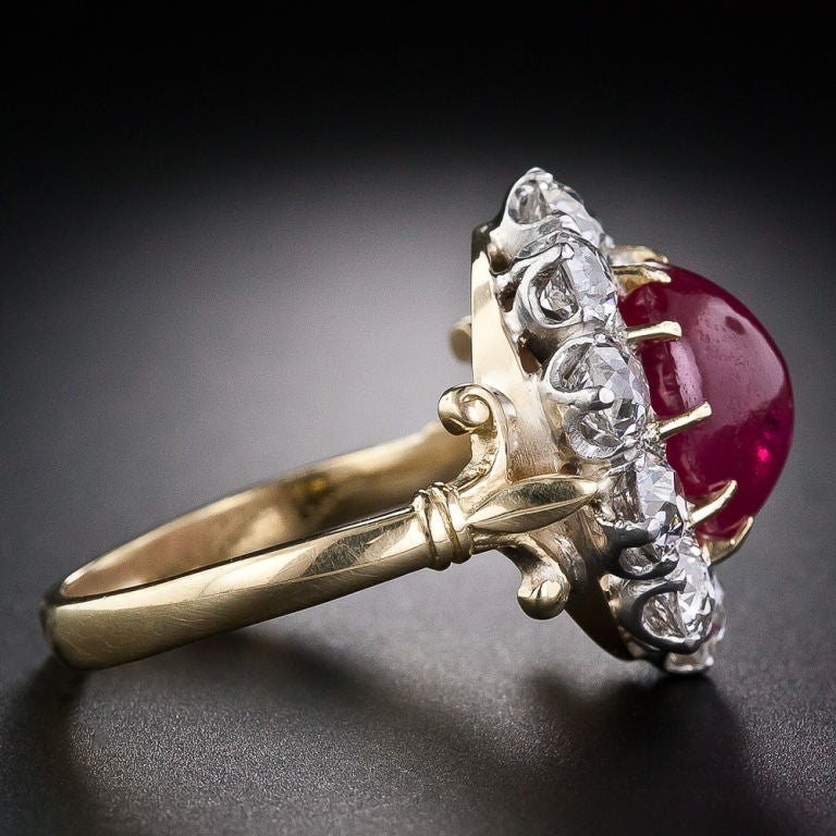 Women's Victorian 'No Heat' Burmese Ruby and  Diamond Cluster Ring