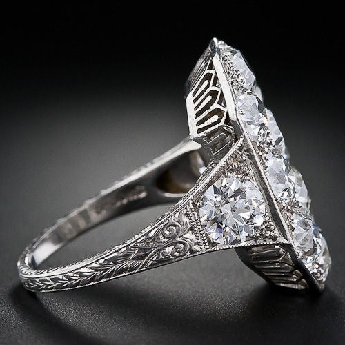 Stunning Art Deco Diamond Dinner Ring In Excellent Condition For Sale In San Francisco, CA