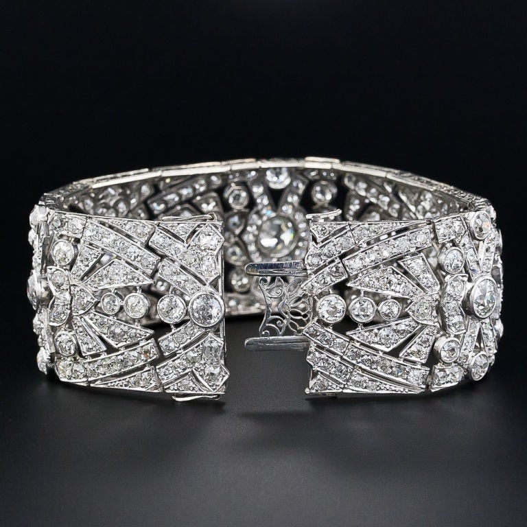 Women's Wide Art Deco Diamond Bracelet