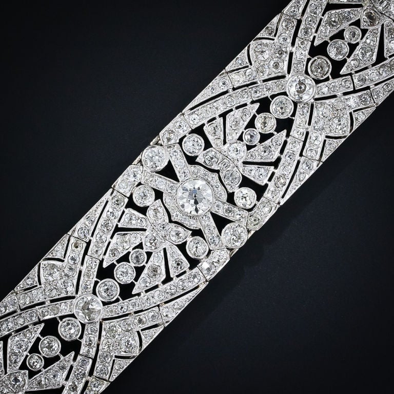 Wide Art Deco Diamond Bracelet 1