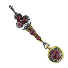 Magnificent Gold, Garnet and Diamond Pendant Watch