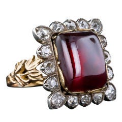 Large Antique Garnet and Diamond Ring
