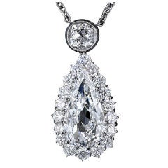 Old Mine Pear-Shaped Antique Diamond Drop Necklace