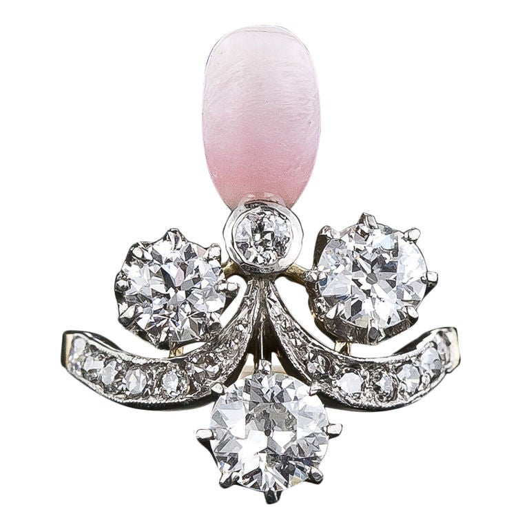 Antique Diamond Conch Pearl Ring