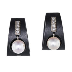 MARSH & CO. Pearl Diamond Iron Clip Earrings