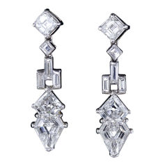 Art Deco Diamond Platinum Drop Earrings