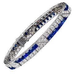 Antique Fine Art Deco Sapphire Diamond Bracelet