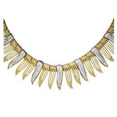 Diamond Gold Fringe Collar Necklace