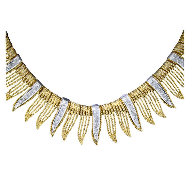 Diamond Gold Fringe Collar Necklace