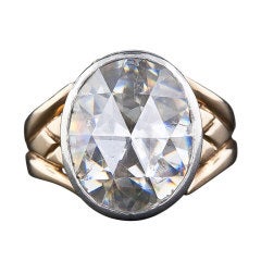 Vintage Large Oval Rose Cut Diamond Ring