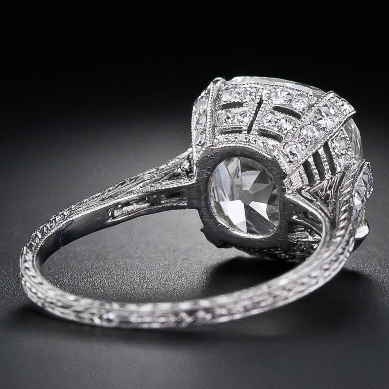 Women's 6.48 Carat Antique Cushion Cut Diamond ring