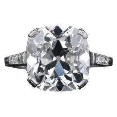 6.48 Carat Antique Cushion Cut Diamond ring