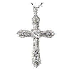 Art Deco Platinum Diamond Cross