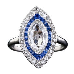 Art Deco Marquise Sapphire Diamond Ring