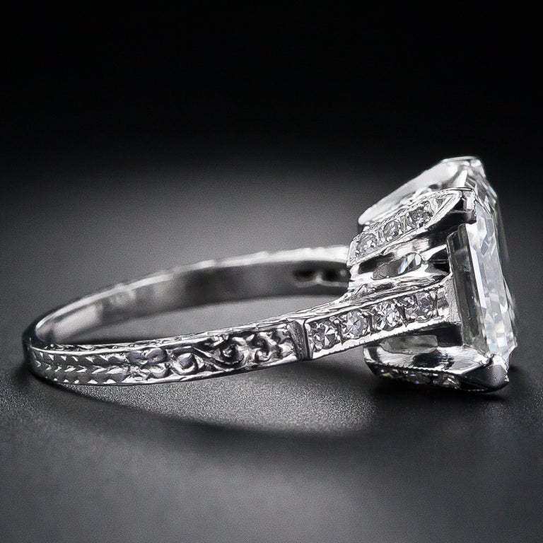 Edwardian Square-Cut Diamond Ring 3.46 carats GIA