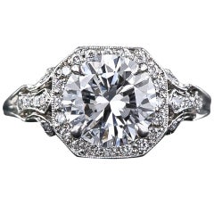 2.17 Carat D Color Diamond Edwardian Style Engagement Ring - GIA