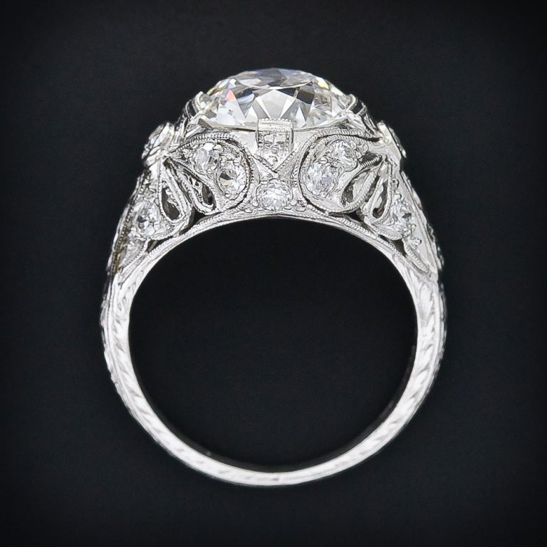 Women's 3.58 Carat European Cut Diamond Antique Engagement Ring