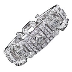 Wide Art Deco Diamond Bracelet 6