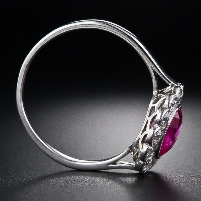 Edwardian 'No Heat' Burmese Ruby and Diamond Ring 2