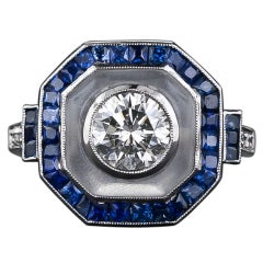 Elegant Diamond, Sapphire and Frosted Crystal Ring