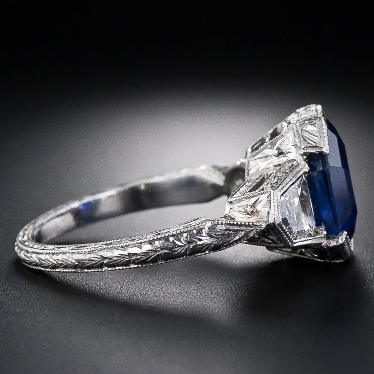 Contemporary 5.40 Carat 'No-Heat Burma' Sapphire and Diamond Ring