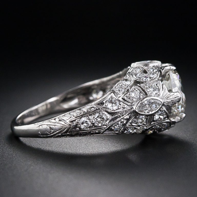 1.35 Carat Diamond Edwardian Engagement Ring In Excellent Condition For Sale In San Francisco, CA