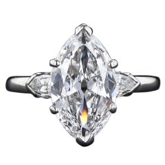 3.39 Carat GIA E /Internally Flawless Antique Marquise Diamond Ring