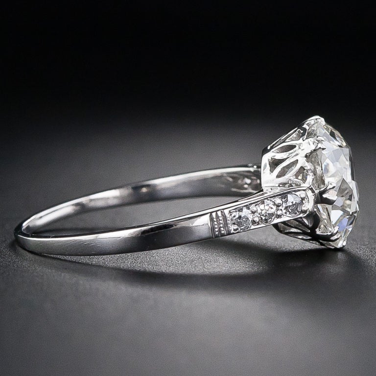 Edwardian 2.64 Carat Antique Cushion Cut Diamond Engagement Ring