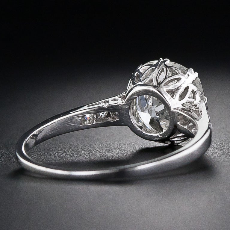 Women's 2.64 Carat Antique Cushion Cut Diamond Engagement Ring