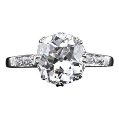 2.64 Carat Antique Cushion Cut Diamond Engagement Ring