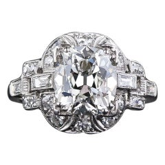 3.03 Carat Cushion-Cut Art Deco Diamond Engagement Ring