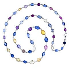 Mulit-Color Sapphire Chain Necklace