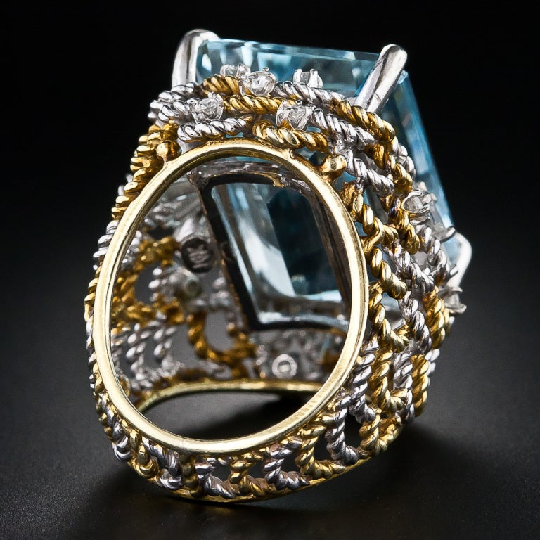 Women's Late-20th Century Aquamarine and Diamond Ring For Sale