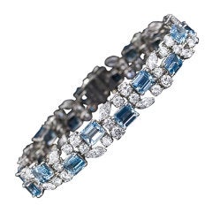OSCAR HEYMAN Aquamarine and Diamond Bracelet