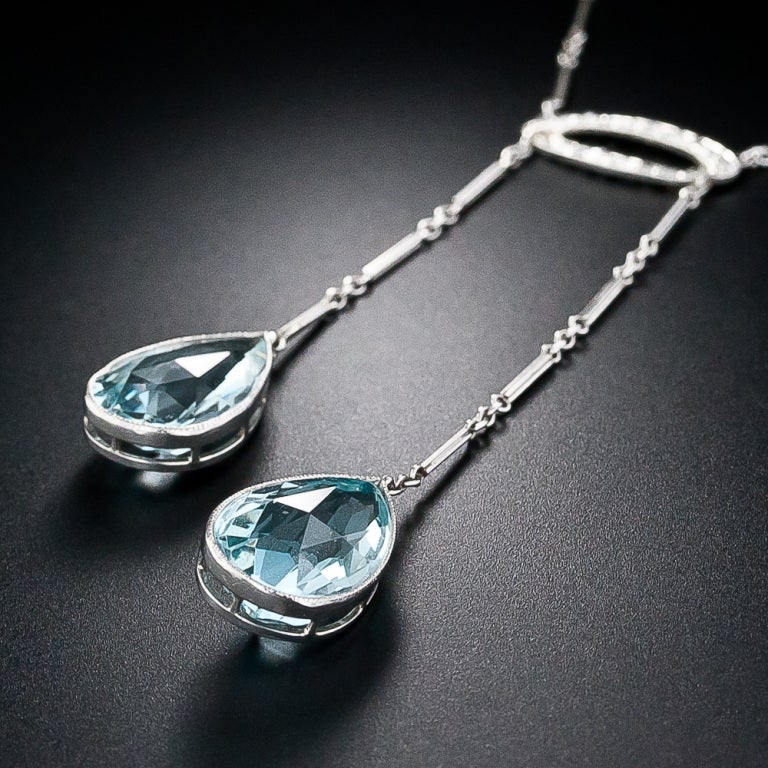 Edwardian DREICER & Co. Antique Aquamarine Negligee Necklace