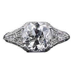 3.01 Carat Antique Cushion-Cut Diamond Ring