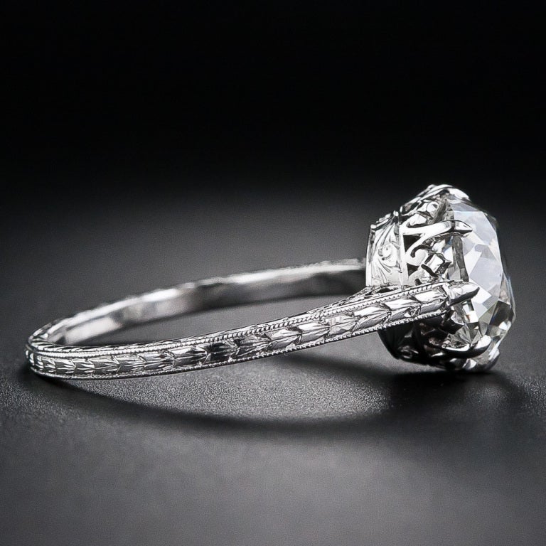Edwardian 2.90 Carat Antique Cushion-Cut Diamond Engagement Ring