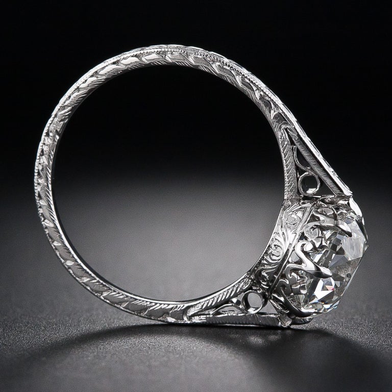 2.90 Carat Antique Cushion-Cut Diamond Engagement Ring 1