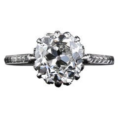 2.90 Carat Antique Cushion-Cut Diamond Engagement Ring