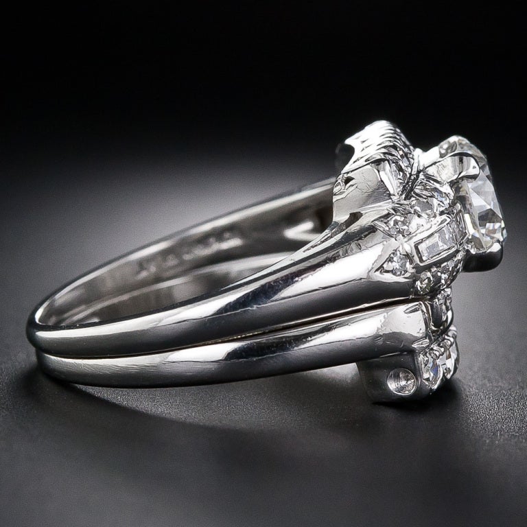 Art Deco Diamond Platinum Wedding Set 1.20 Carat G / VS1 In Excellent Condition For Sale In San Francisco, CA