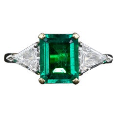 Vintage 1.80 Carat Emerald and Diamond Ring