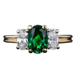 Oscar Heyman Three-Stone Emerald and Diamond Ring
