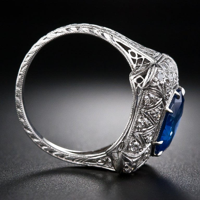 Women's Sapphire and Diamond FIligree Ring For Sale