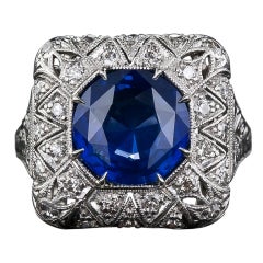 Sapphire and Diamond FIligree Ring