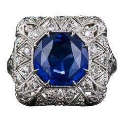 Sapphire and Diamond FIligree Ring 11