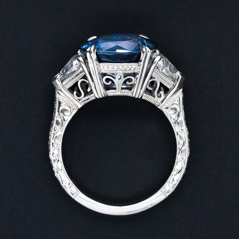 6.62 Carat Sapphire and Diamond Ring 2